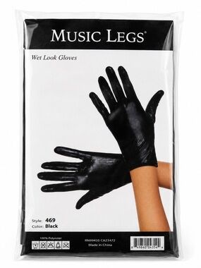 Music Legs Black Wet Look Gloves Shiny Costume Party | NWT One Size
(Style 469)